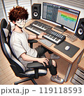 男性の音楽プロデューサーの作業風景「AI生成画像」 119118593