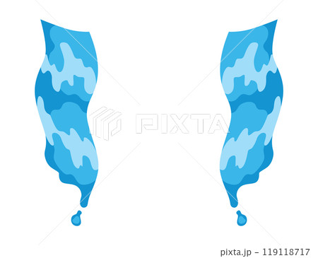 Cartoon tear drops icon. Sorrow cry streams, tear blob. Crying fluid, falling blue water drops. Isolated vector for sorrowful character weeping expression. Wet grief droplets 119118717