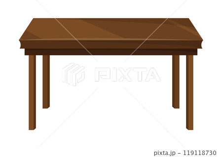 Table furniture of wood, interior wooden desk. Empty wooden table isolated illustration on white background. Vector illustration of platform or stand 119118730