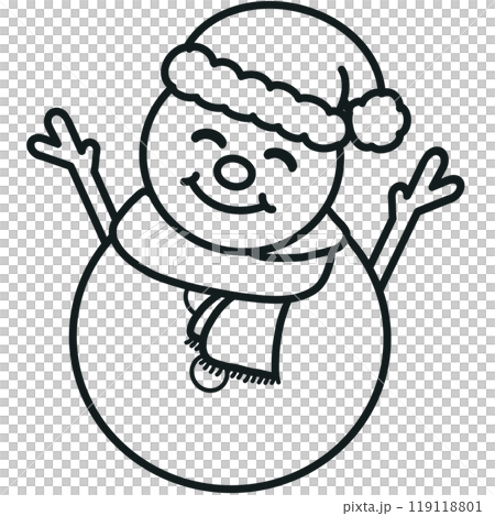Minimalist Outline Drawing of a Christmas, Elegant Design, Cute hand drawn. 119118801