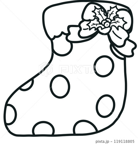 Minimalist Outline Drawing of a Christmas, Elegant Design, Cute hand drawn. 119118805