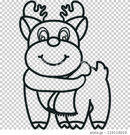 Minimalist Outline Drawing of a Christmas, Elegant Design, Cute hand drawn. 119118810