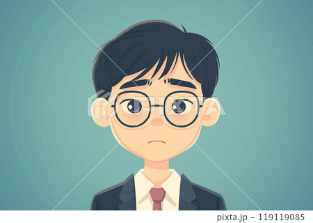 がっかりしているスーツを着た男性の可愛いイラスト 119119085