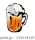 ジョッキに注いだビール　手描きイラスト 119119120