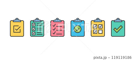 Check List Line Icons Check List Line Icons 119119186