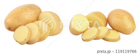 Young potato isolated on white background. Harvest new 119119766
