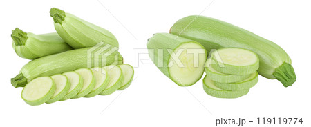 zucchini or marrow isolated on white background with full depth of field 119119774