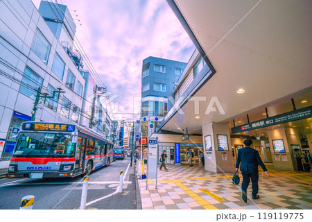 日本の横浜都市景観　東急電鉄　綱島駅などを望む＝2日 119119775