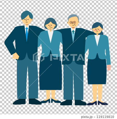会社のチームワークを表現したイラスト 119119810