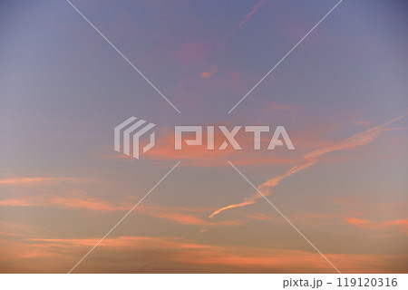 Sky light after sunset. orange background, clouds 119120316