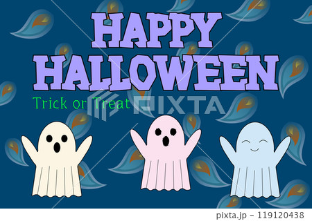 Happy Halloween Ghosts with Trick or Treat Happy Halloween Ghosts with Trick or Treat 119120438