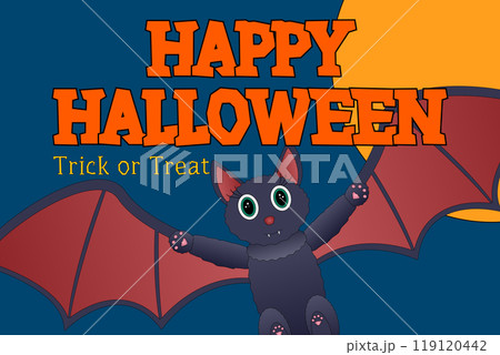 Cute Halloween Bat with Trick or Treat Message Cute Halloween Bat with Trick or Treat Message 119120442