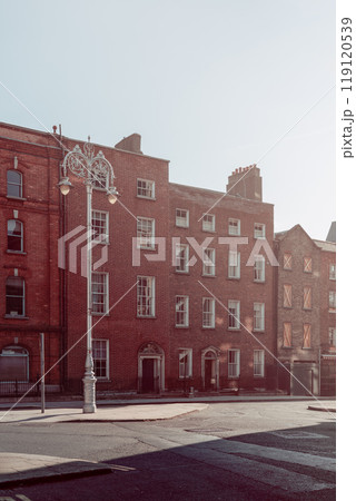 Dublin red brick Georgian buildings in soft nostalgic light vintage effect adds timeless 119120539