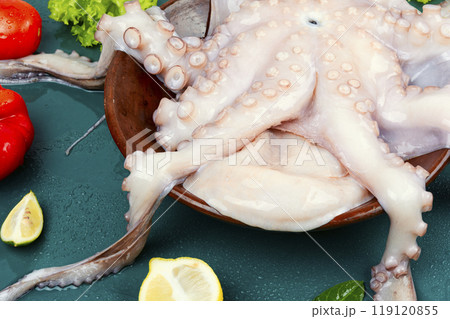 Whole frozen octopus. 119120855