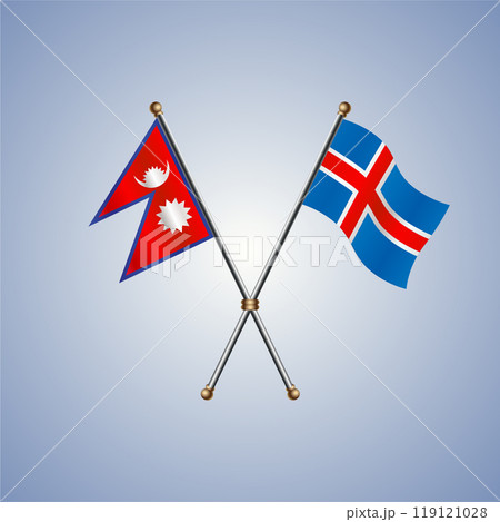 Nepal and Iceland flags. Vector Illustration 119121028