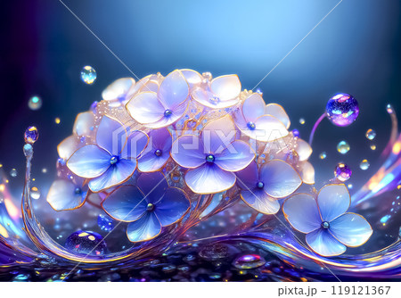 ガラスで作られたアジサイのイメージ素材 ガラスで作られたアジサイのイメージ素材 119121367