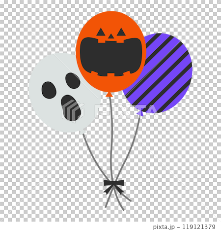 かわいいハロウィンのバルーンのベクターイラスト素材 119121379