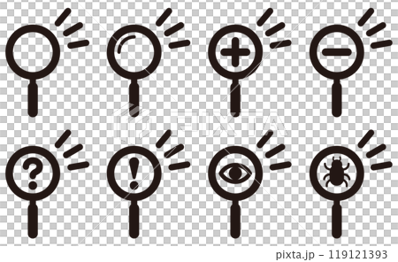 Vector illustration set of various magnifying glasses and loupes Vector illustration set of various magnifying glasses and loupes 119121393