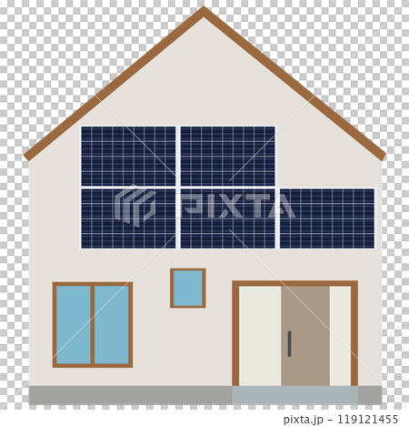 使用房屋牆壁上的太陽能電池板的太陽能發電系統的插圖 119121455