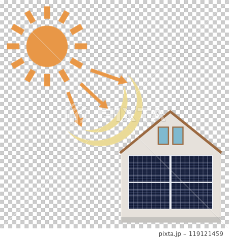使用房屋牆壁上的太陽能電池板的太陽能發電系統的插圖 119121459