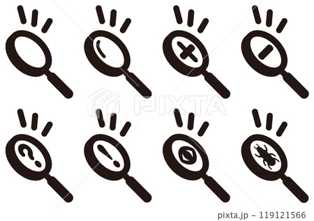 様々なの虫眼鏡、ルーペのベクターイラストセット 119121566