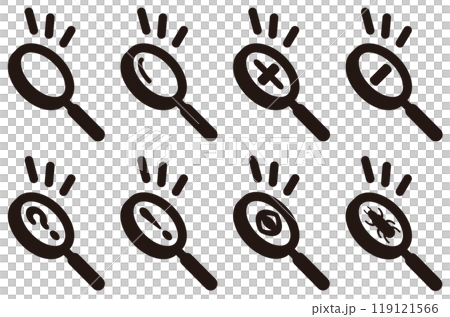 様々なの虫眼鏡、ルーペのベクターイラストセット 119121566