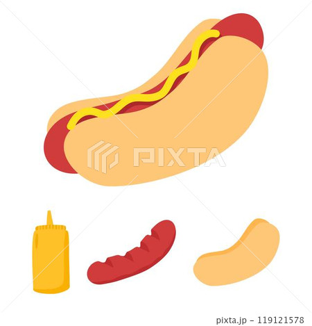 hot dog with sausage with ketchup hot dog with sausage with ketchup 119121578