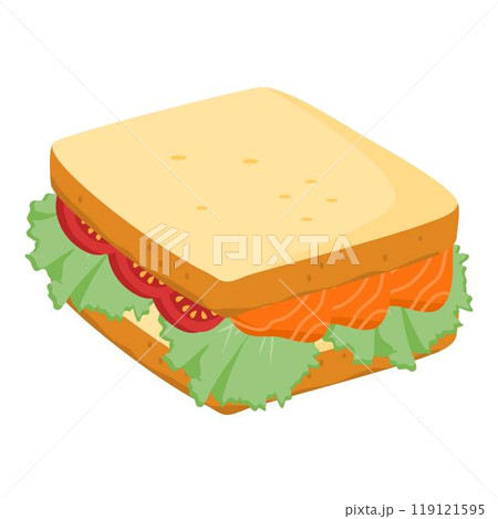 Sandwich ingredients composition with bread red fish sliced 119121595