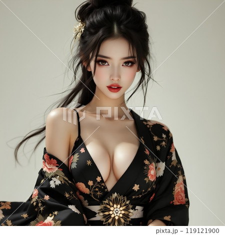 黒い着物の女性 119121900