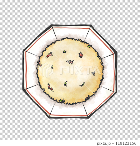 Hand-drawn illustration of fried rice 119122156