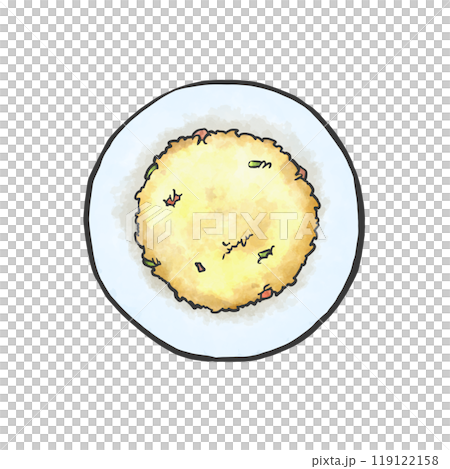 半チャーハンの手書き筆絵風イラスト 119122158