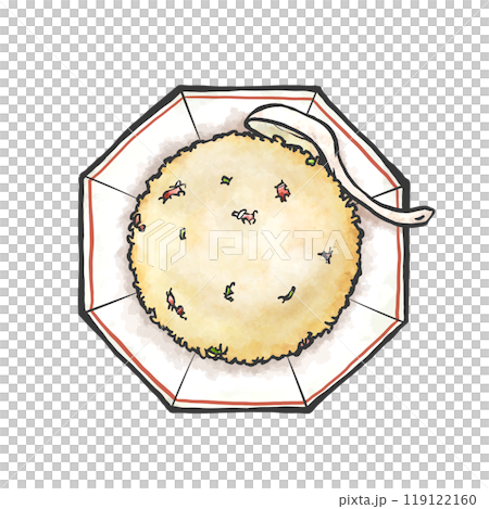 チャーハンの手書き筆絵風イラスト 119122160
