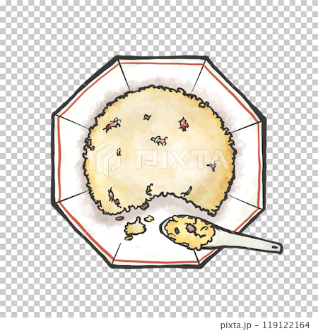 チャーハンの手書き筆絵風イラスト チャーハンの手書き筆絵風イラスト 119122164