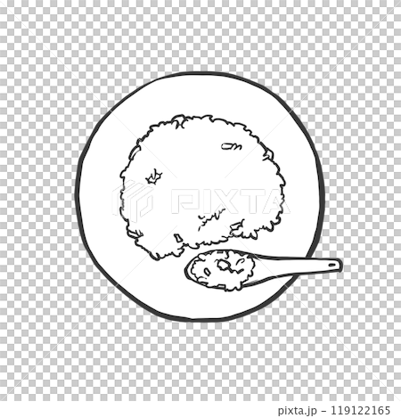 半チャーハンの手書き筆絵風イラスト 119122165