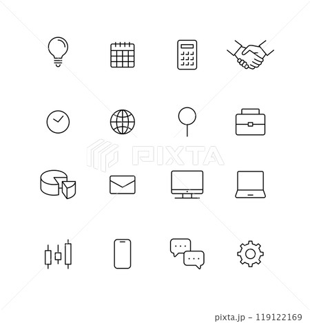 シンプルなビジネスアイコンセット シンプルなビジネスアイコンセット 119122169