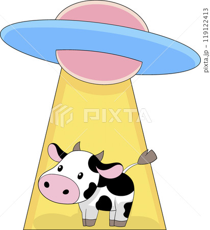 UFO alien ship is flying taking cow UFO alien ship is flying taking cow 119122413