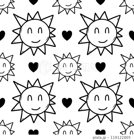 seamless pattern background with cute cartoon sun 119122805