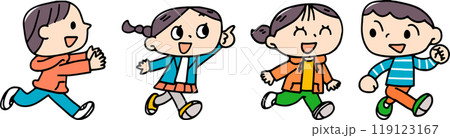 元気に走っている子供達のイラスト 119123167