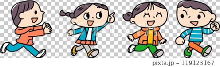 元気に走っている子供達のイラスト 119123167