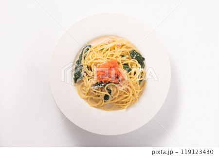 明太子とほうれん草の豆乳クリームパスタ 119123430