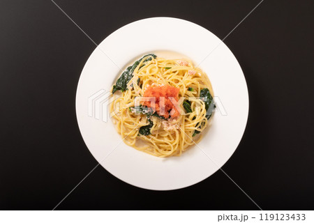 明太子とほうれん草の豆乳クリームパスタ 明太子とほうれん草の豆乳クリームパスタ 119123433