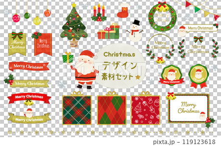 Watercolor Christmas material set 119123618