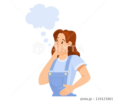 Woman Character Dreaming with Cumulus Cloud Imagining Vector Illustration Woman Character Dreaming with Cumulus Cloud Imagining Vector Illustration 119123861