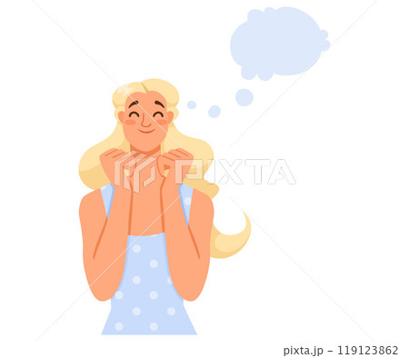 Woman Character Dreaming with Cumulus Cloud Imagining Vector Illustration 119123862