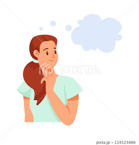 Woman Character Dreaming with Cumulus Cloud Imagining Vector Illustration Woman Character Dreaming with Cumulus Cloud Imagining Vector Illustration 119123866