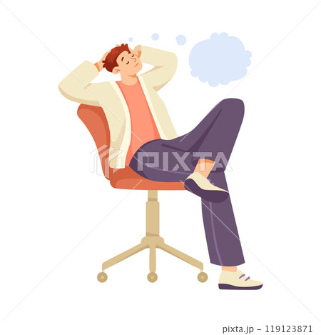 Man Character Dreaming with Cumulus Cloud Imagining Vector Illustration Man Character Dreaming with Cumulus Cloud Imagining Vector Illustration 119123871