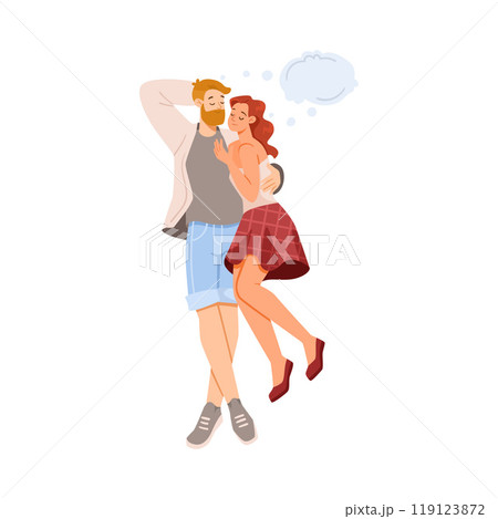 Man and Woman Character Dreaming with Cumulus Cloud Imagining Vector Illustration Man and Woman Character Dreaming with Cumulus Cloud Imagining Vector Illustration 119123872
