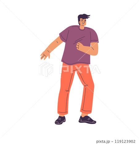 Dancing Man Character in Rhythmic Movement Pose Vector Illustration Dancing Man Character in Rhythmic Movement Pose Vector Illustration 119123902