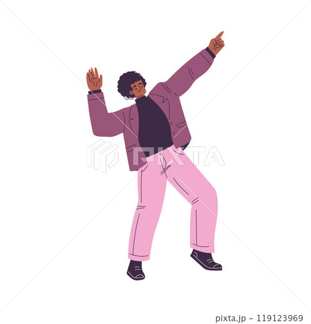 Dancing Man Character in Rhythmic Movement Pose Vector Illustration Dancing Man Character in Rhythmic Movement Pose Vector Illustration 119123969
