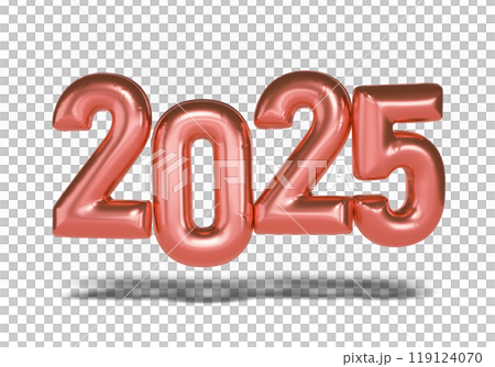 2025 number balloon rosegold color 3D graphic 119124070